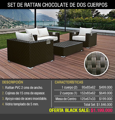 SET DE RATTÁN CHOCOLATE DE DOS CUERPOS