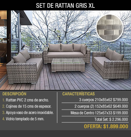 SET DE RATTÁN GRIS XL